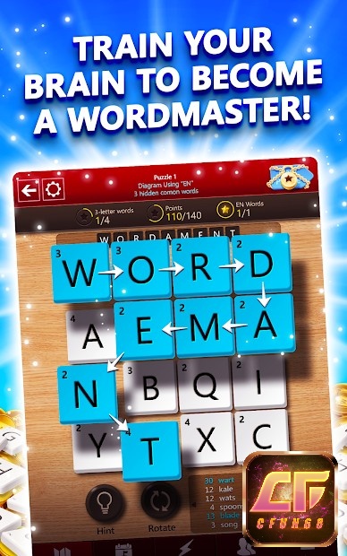 Game Wordament® có lối chơi tìm chữ phù hợp để rèn luyện trí não